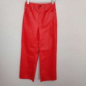 Urban Outfitters Faux Leather High Rise Red Pants